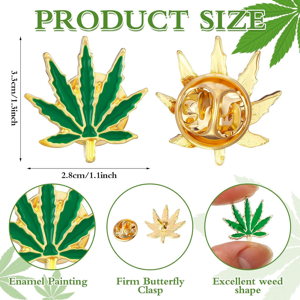 24 Sets Marijuana Accessory 420 Weed Accessories Marijuana Leaf Enamel Lapel Pin with Cards and Bags for Men Women Clothes Bags Hats Cannabis Gifts Weed Party Decorations Jamaica Favors for Adults