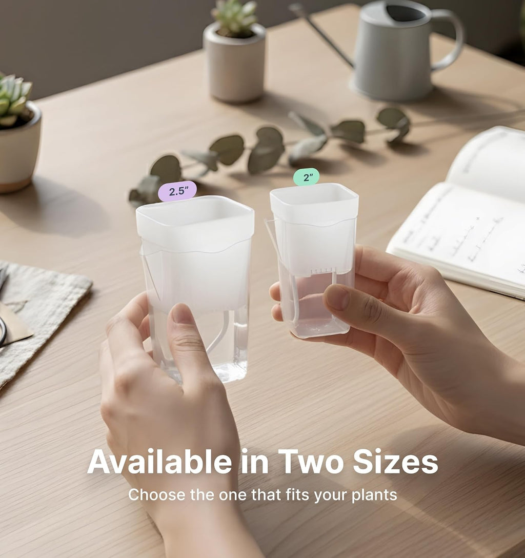 Paquete de 12 macetas pequeñas de autorriego transparente de 2 pulgadas con cúpula de humedad para plantas de interior, tazas de inicio de semillas, kit de aclimatación de cultivo de