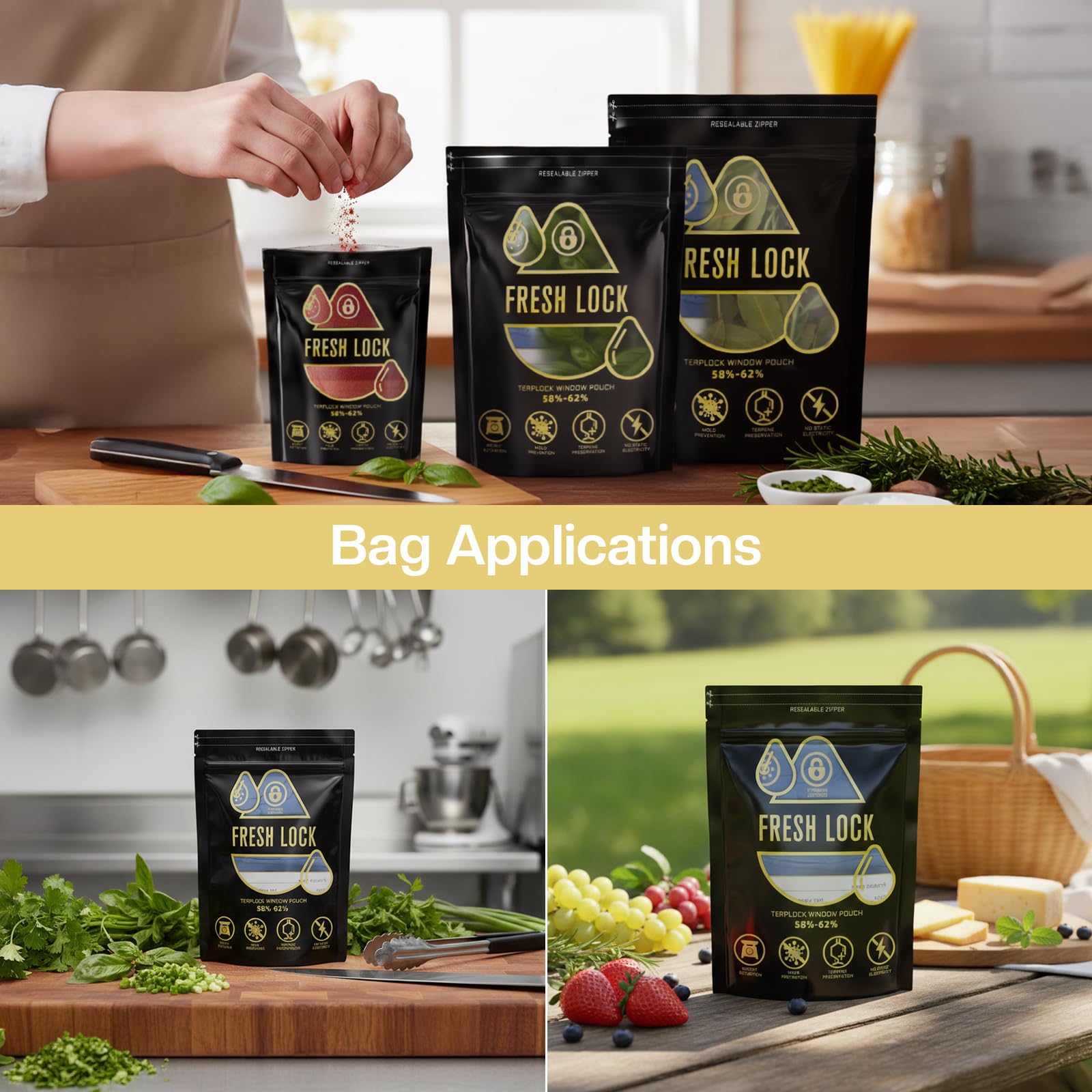 1 oz Curing Bags 9.05x6.3 in - 20 Pack Smell-Proof Cure Bags 58-62% RH Humidity Control - Heat Sealable Windowed Herb Storage Pouches for Small Batches