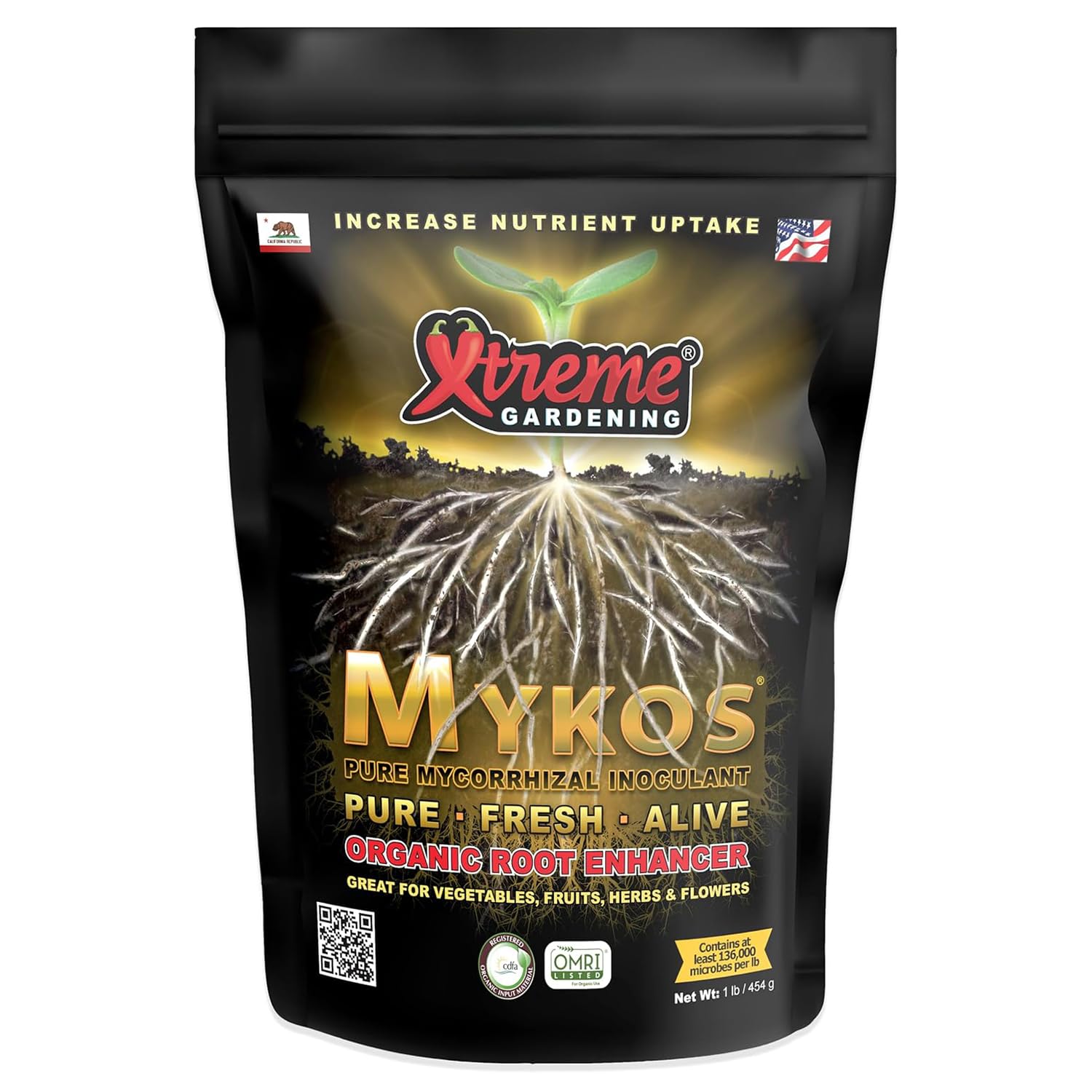 Xtreme Gardening Mykos Mycorrhizae for Plants- Granular Mycorrhizal Fungi Root Inoculant, OMRI Listed Organic Biofertilizer for Stronger Roots & Nutrient Uptake (2.2 lbs)