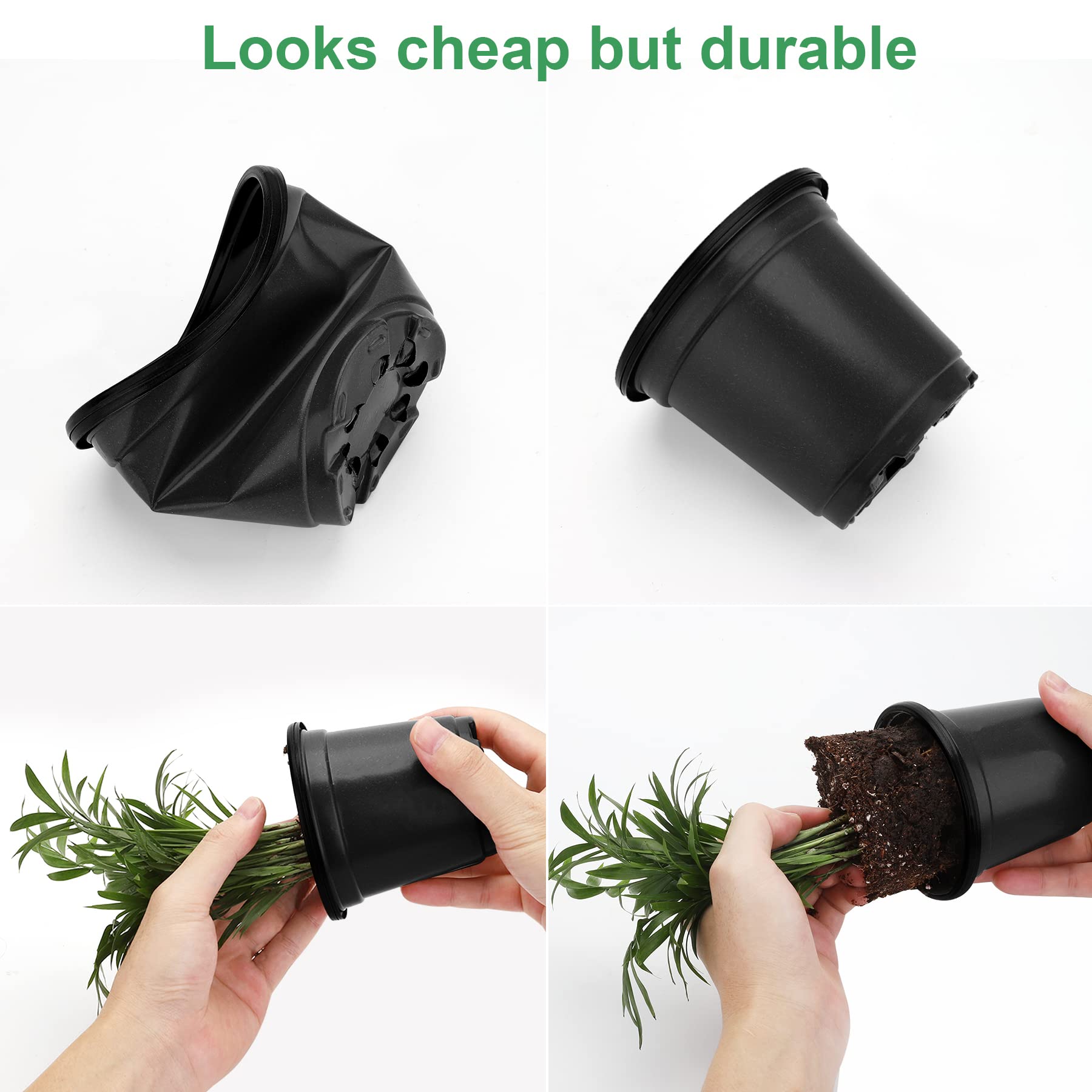 MIXC Plant Nursery Pots with Humidity Dome 4" Soft Transparent Plastic Gardening Pot Planting Containers Cups Planter Small Starter Seed Starting Trays for Seedling with 10pcs Plant Labels，30 Sets
