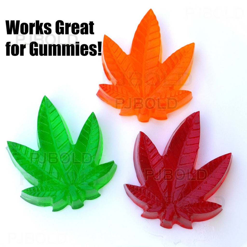 Marijuana Leaf Silicone Trays for Chocolate Gummies Party Novelty Gift Mold with Dropper, 3 Pack