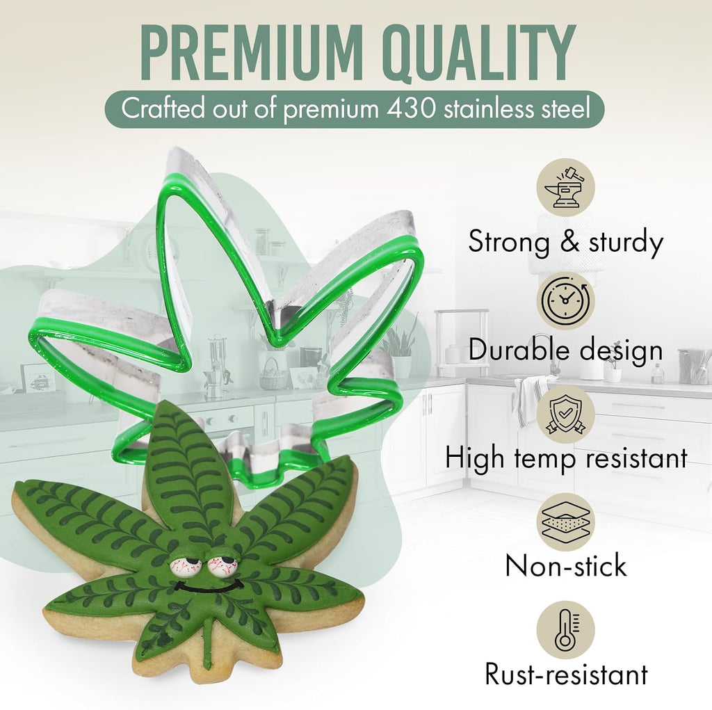 HELLO HIGH 3pc Leaf Cookie Cutters, 420 Baking Supplies & Fondant Stencils