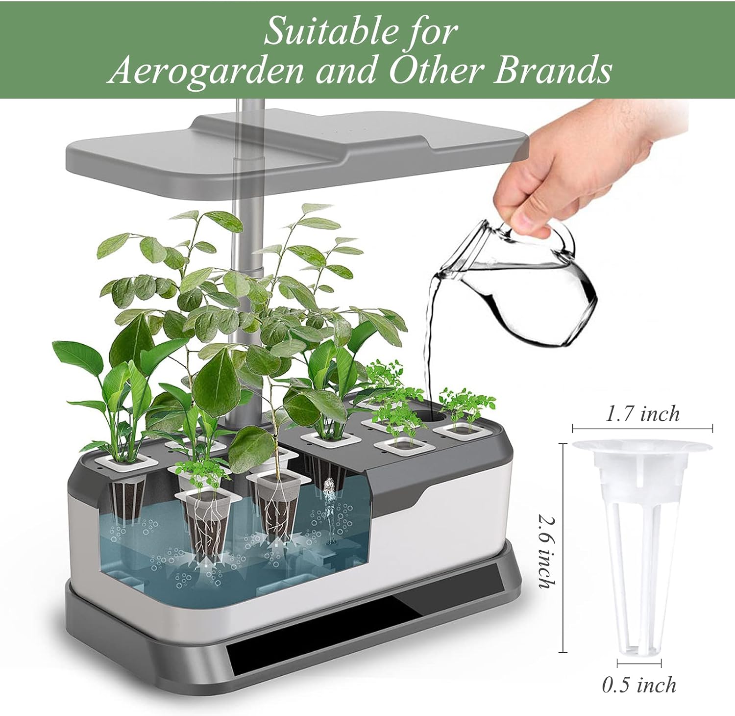 Tigvio 126 Piece Hydroponic Pods Kit | Grow Anything with 30 Grow Sponges, 30 Baskets, 30 Domes, 30 Labels, 4 A&B Plant Food, 1 Tweezer