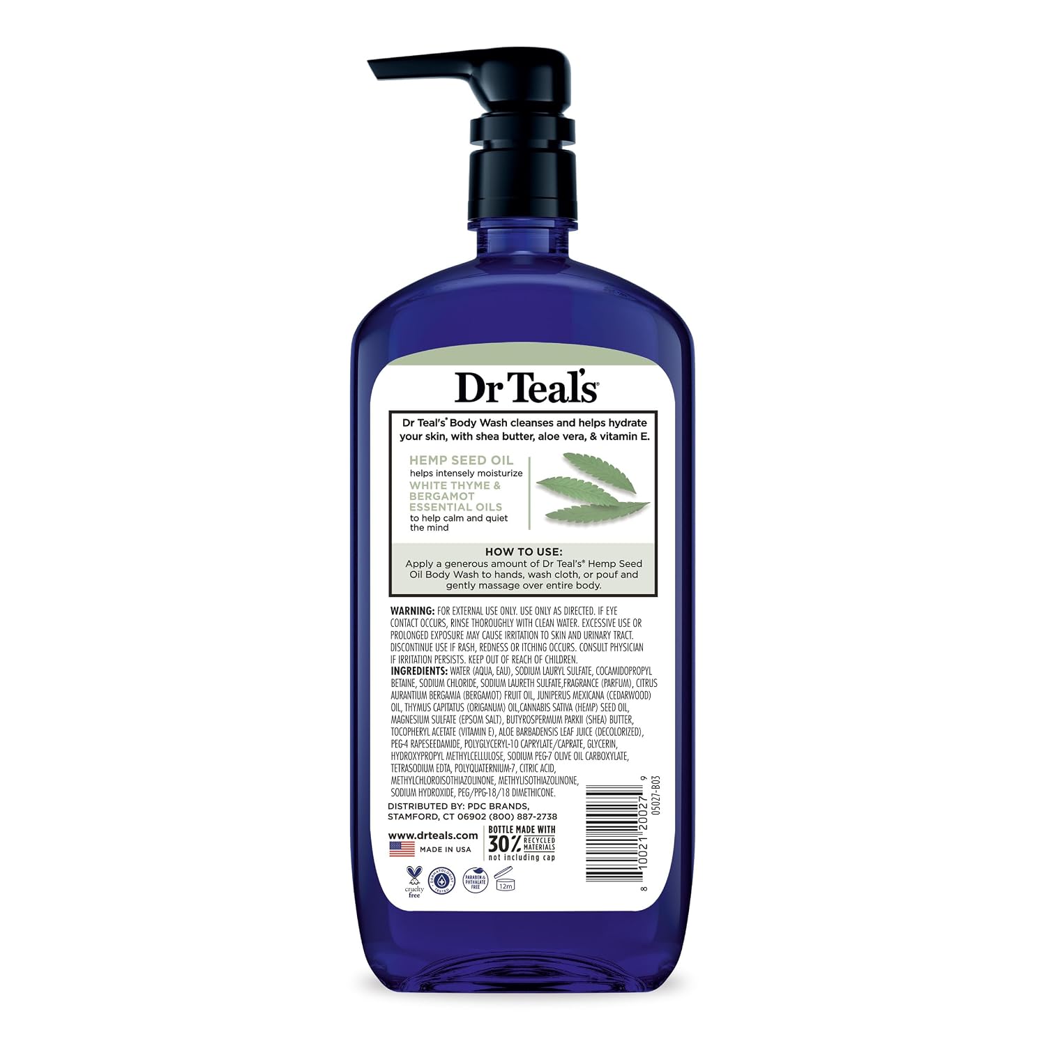 Dr Teal's Body Wash with Pure Epsom Salt, Cannabis Sativa Hemp Seed Oil, 24 fl oz (Pack of 2)