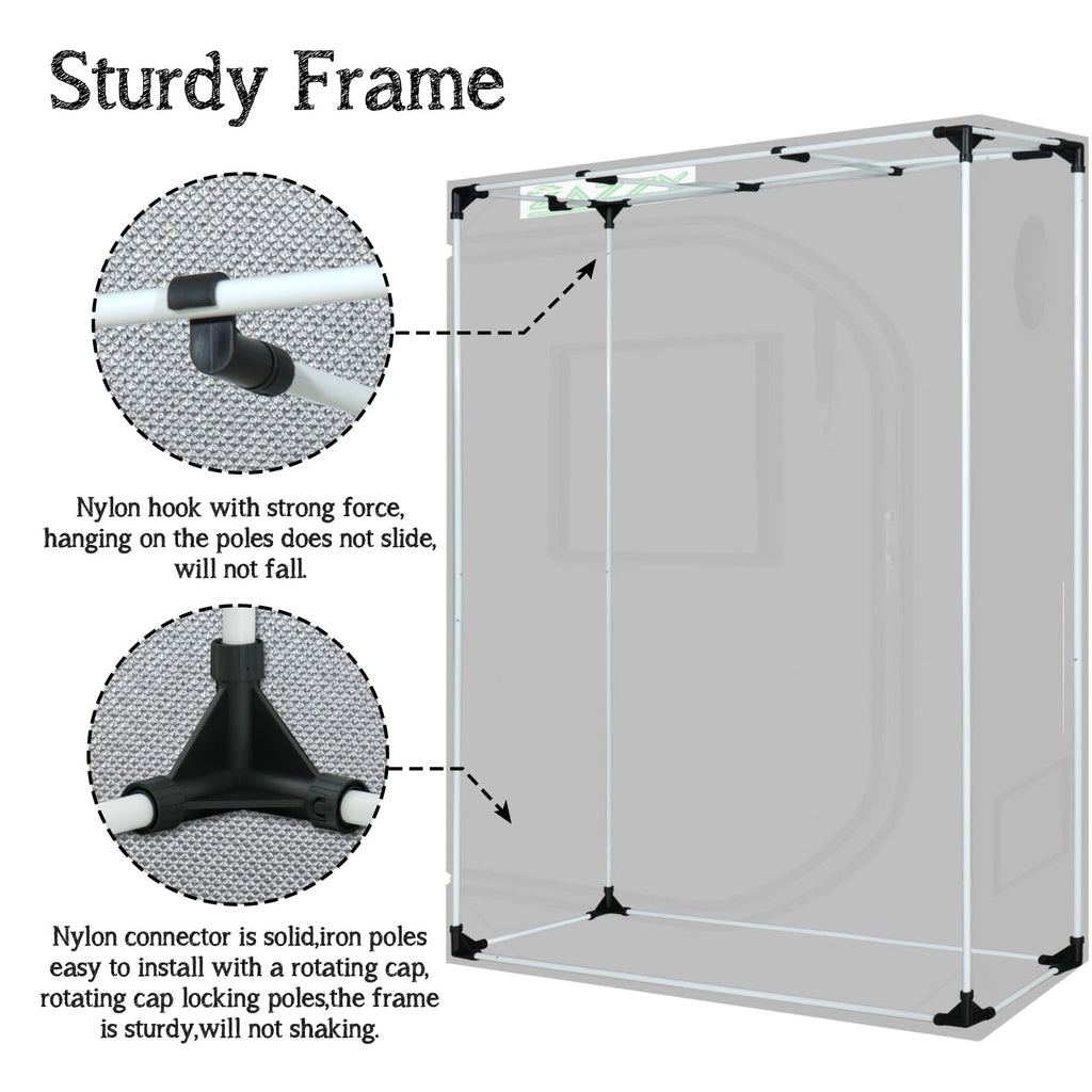 zazzy 3'X3' Grow Tent 32"x32"x63", High Reflective Mylar Growing Tent | Observation Window, Removable Floor Tray and Tool Bag for Planting Indoor Fruit Flower Veg