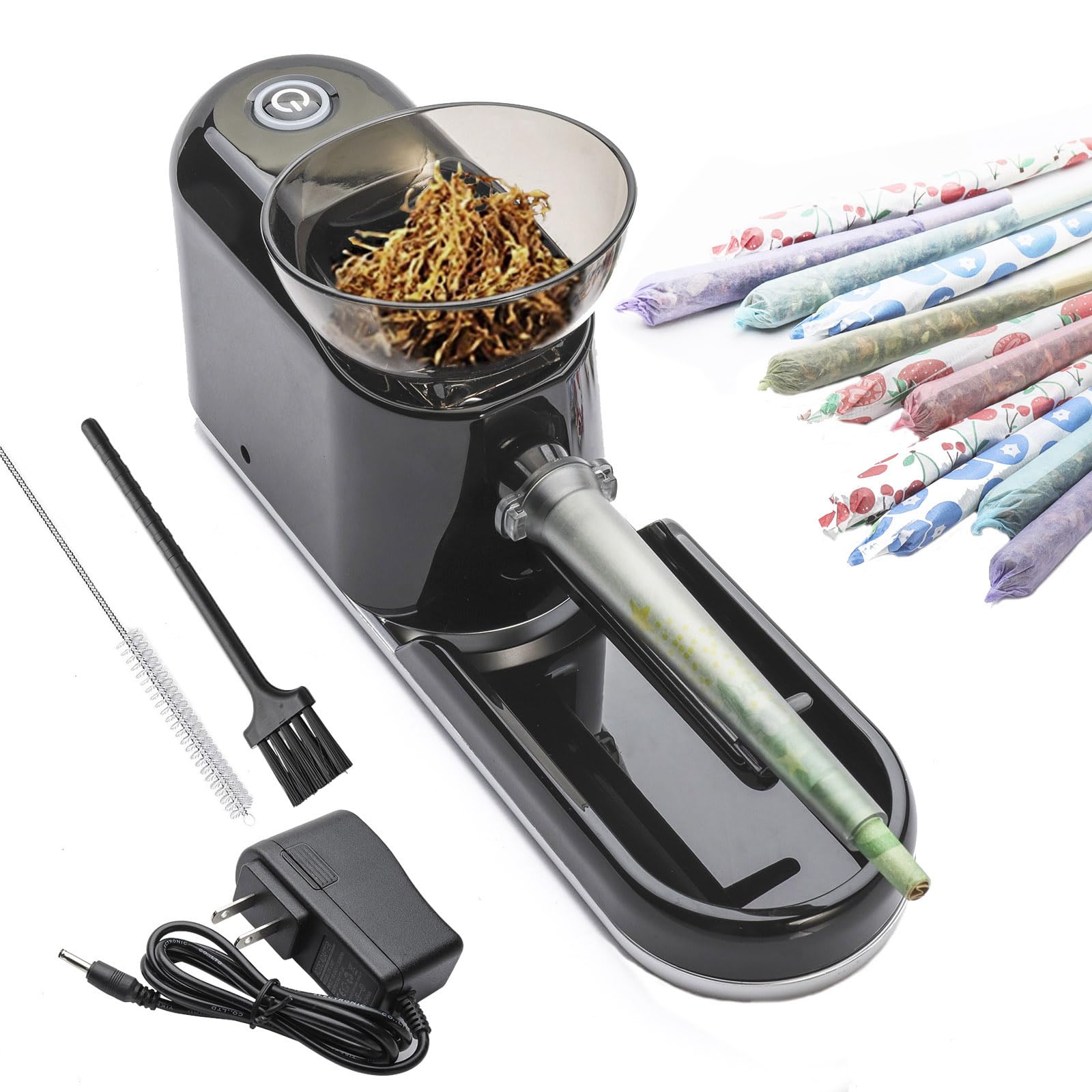 Electric Cigarette/Cone Rolling Machine Set with Manual Sipce Grinder,Automatic Cone Loader with LED Light, Portable Grinder Tobacco Injector Maker for King Size Pre Rolled Cone