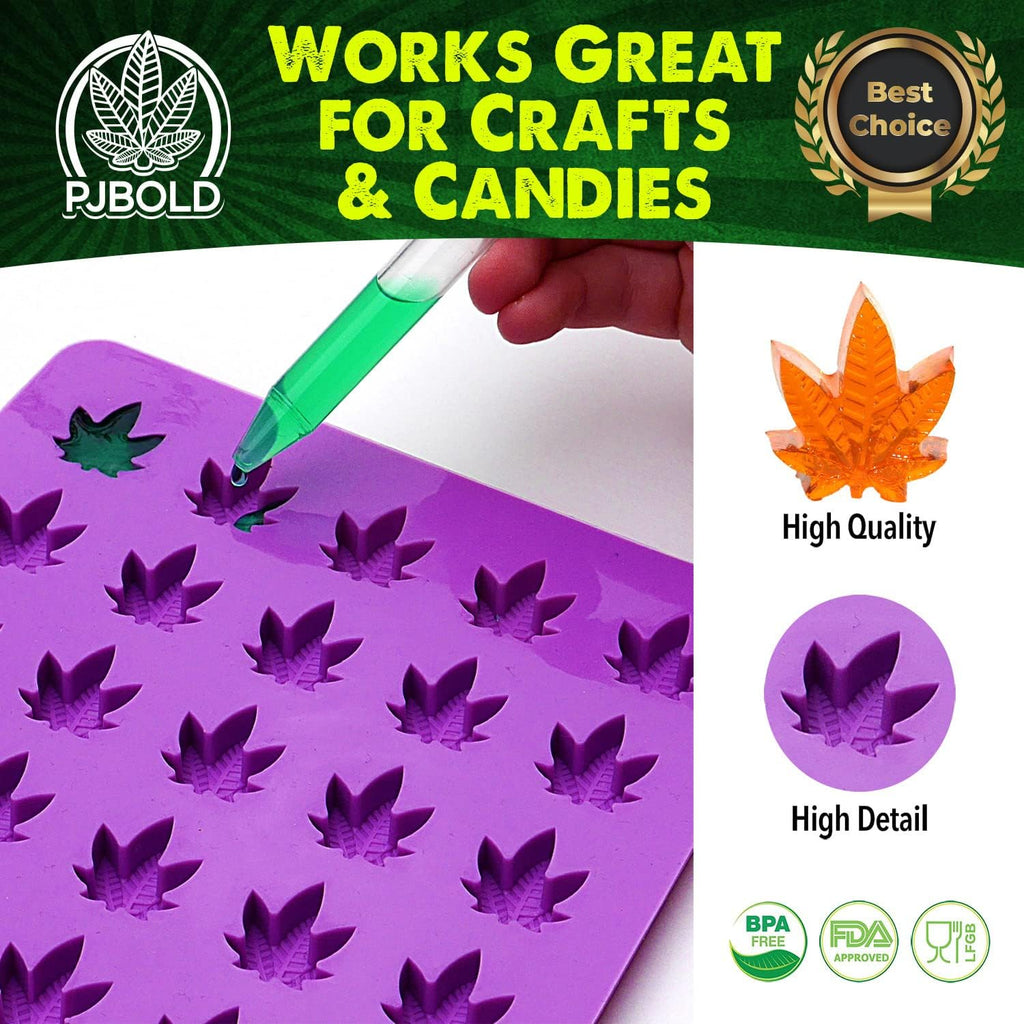 Marijuana Leaf Gummy Molds Silicone Candy Mold Kit - 3 Pack
