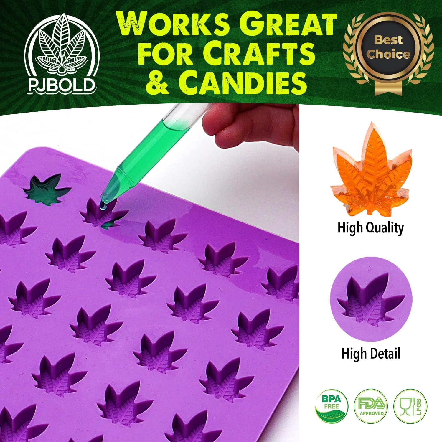 Marijuana Leaf Gummy Molds Silicone Candy Mold Kit - 3 Pack