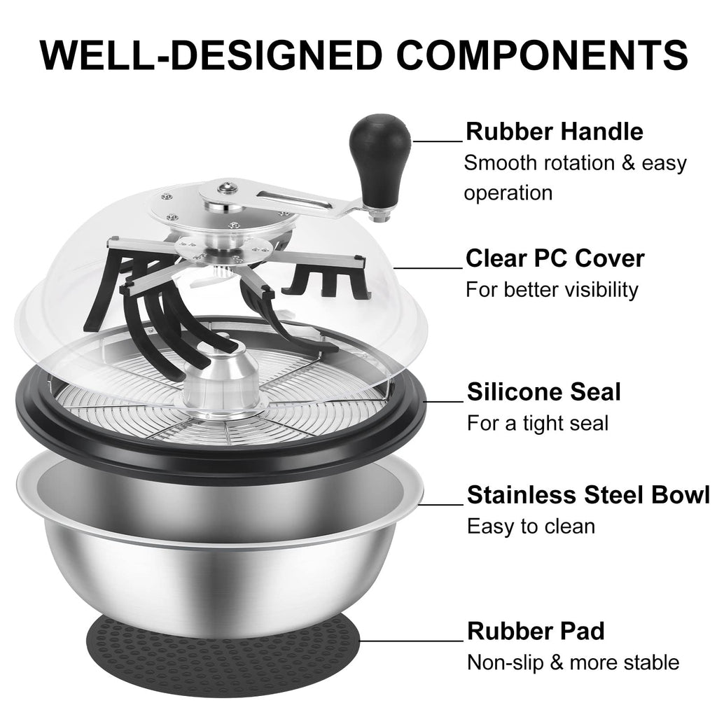 13 inch Leaf Bowl Trimmer, Bowl Trimmer with Switchable Stainless Steel Blades & Clear Visibility Dome, Hand Twist Spin Cutting Bud Trimmer for Buds, Flowers, Hydroponics Plants
