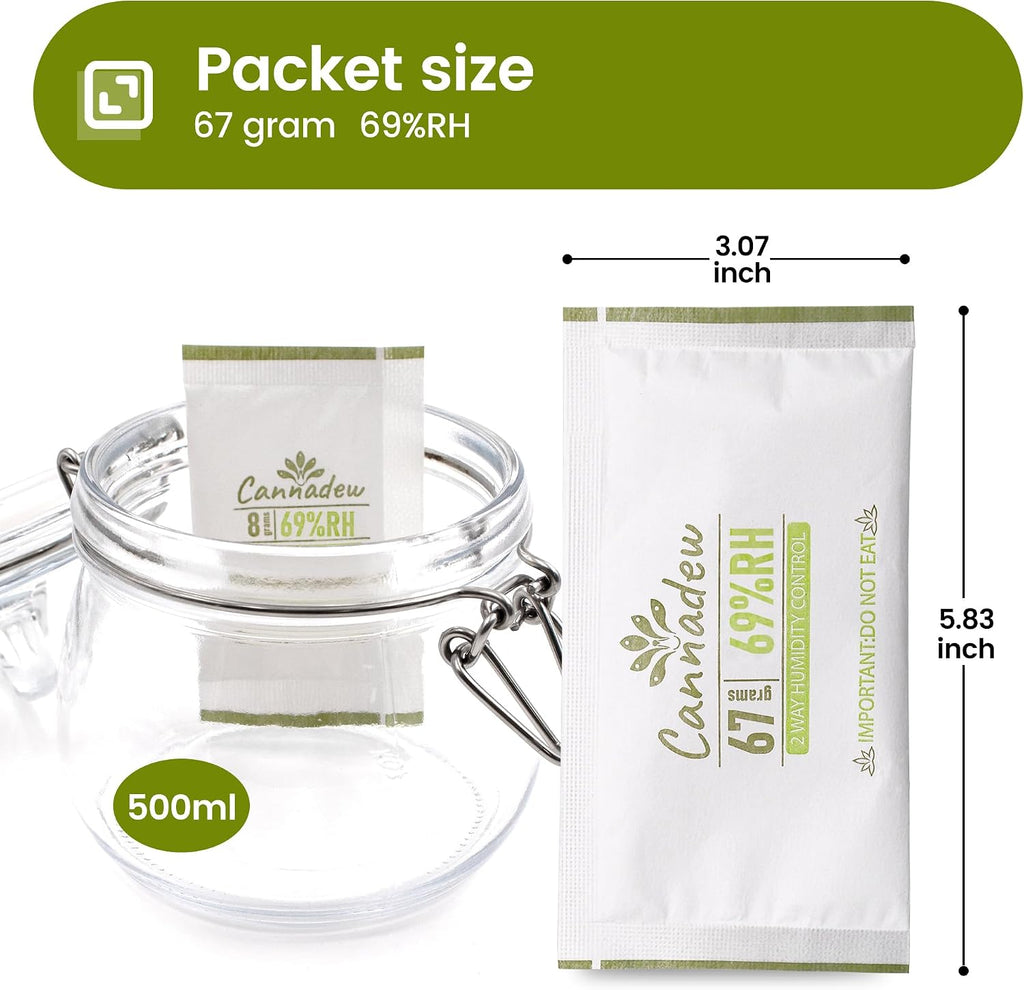 62% RH, 8g (15 Pack) Cannadew Humidity Packs Two-Way Humidity Control Pack - Moisture Absorbers & Hydration Packets for Curing and Storage