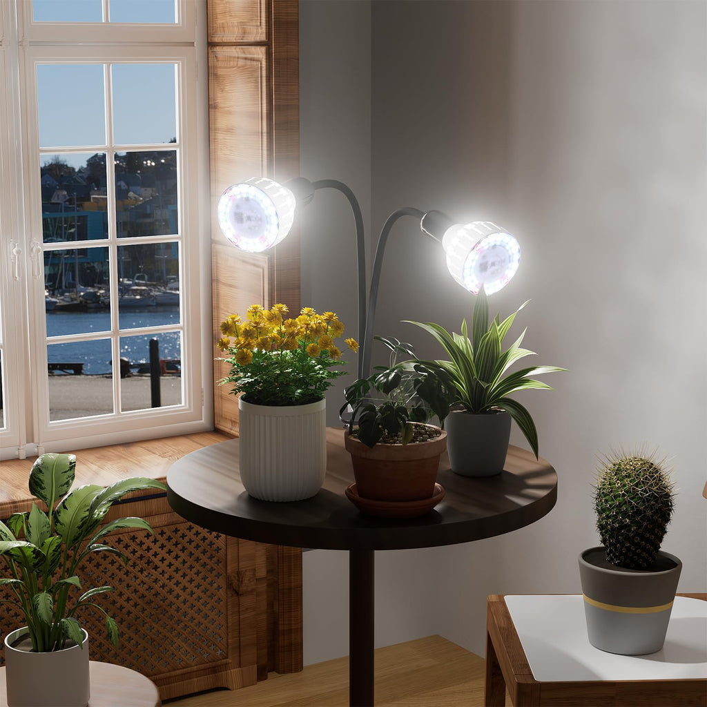Grow Light,24W (160Watts Equiv) 5000K White Full Spectrum LED Growing Lamp Clip on Desk for Indoor Plants,Bulbs Replaceable & Non-dimmable (Black, 80Watts)