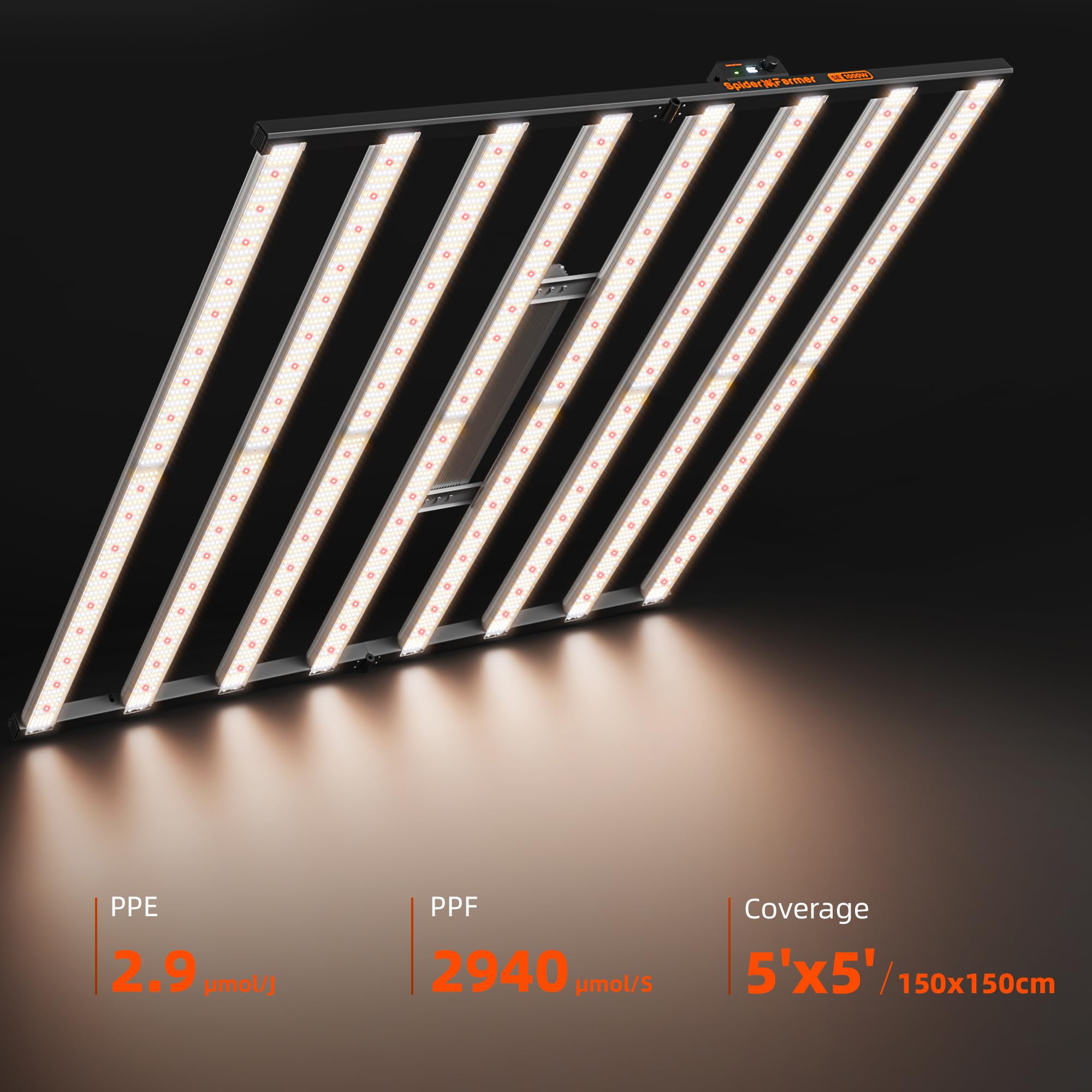 Spider Farmer SE4500 LED Grow Lights 320W, App Controlled & Osram Red | Dimmable Full Spectrum Bar Style Lamp with Osram Hyper Red, Fits 2x4 Grow Tent for Seedling Veg Flowering Indoor Plants