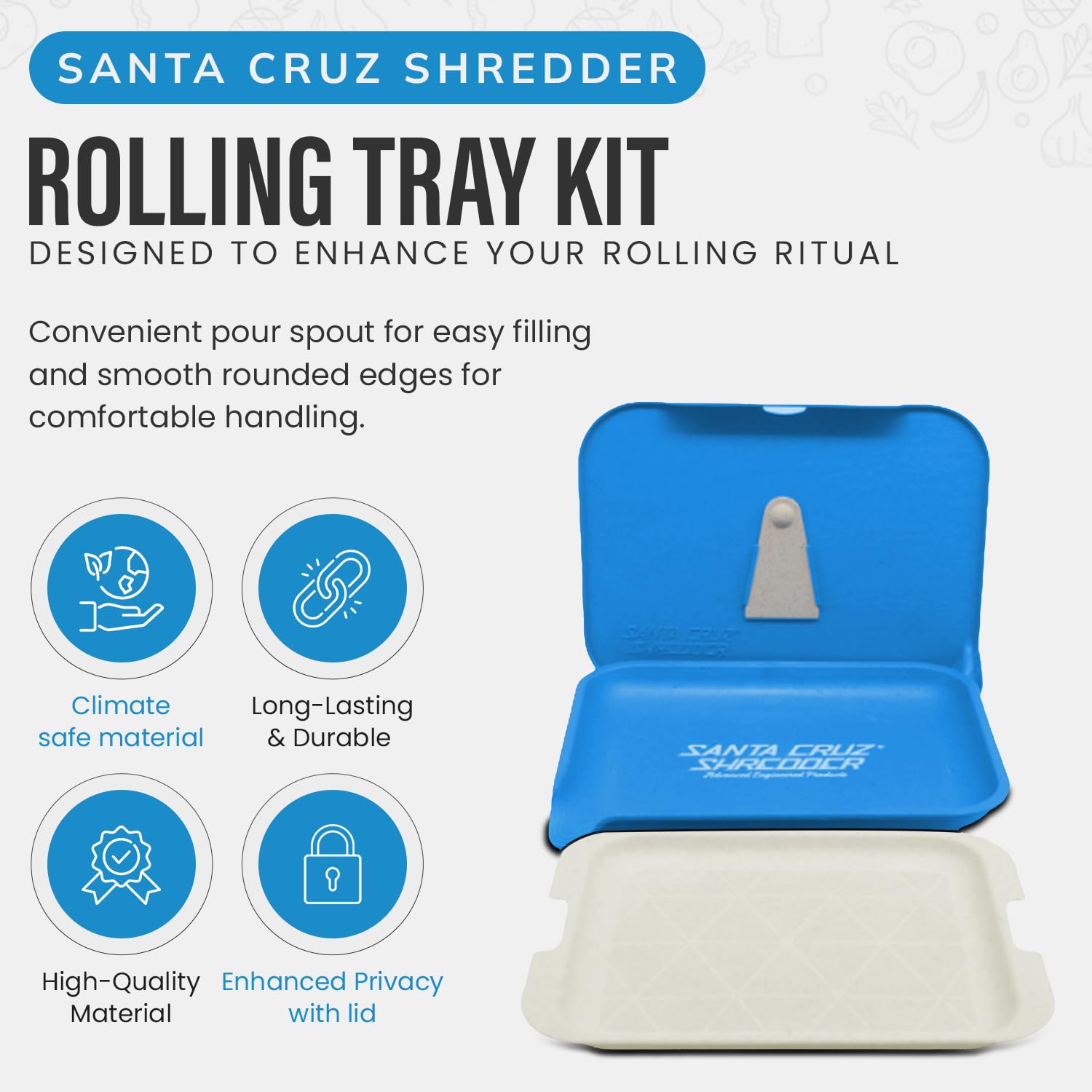 Santa Cruz Shredder Tray Kit With Spout For Easy Filling Smooth Rounded Edges - Small (Purple)
