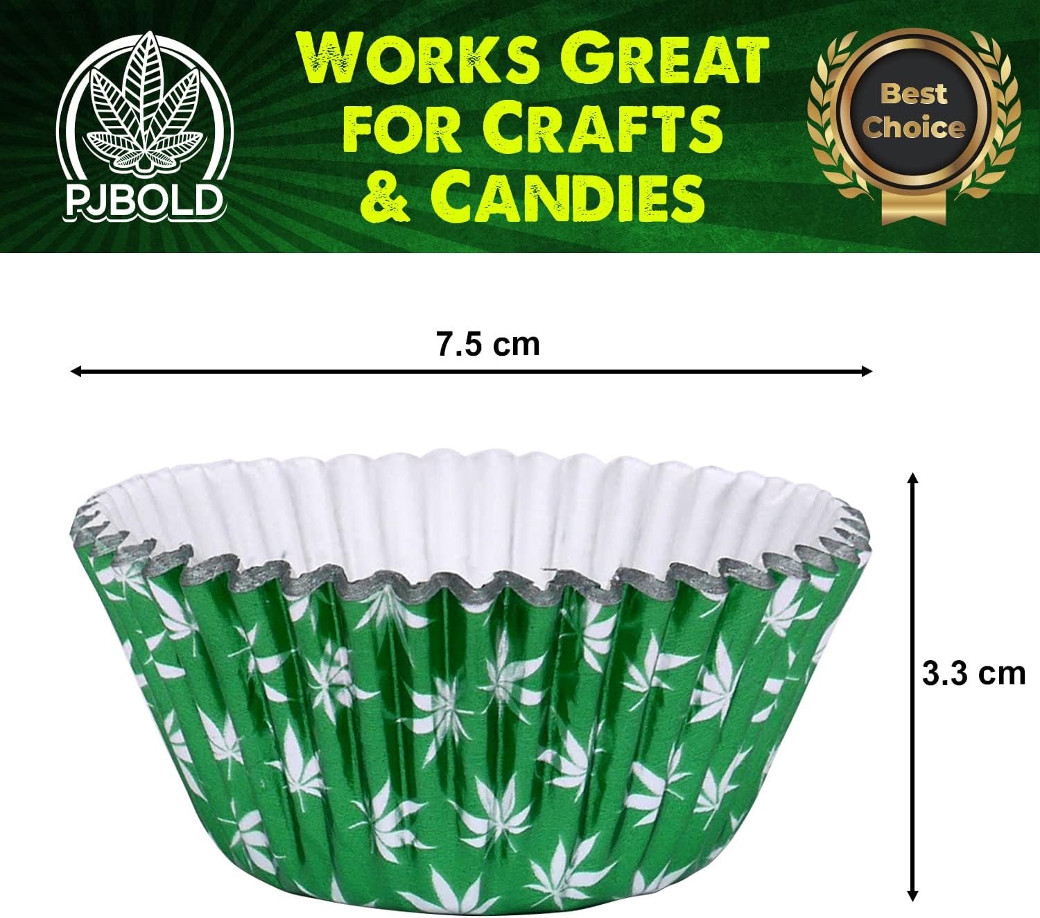 Green Foil Cupcake Liner with Marijuana Leaf Design