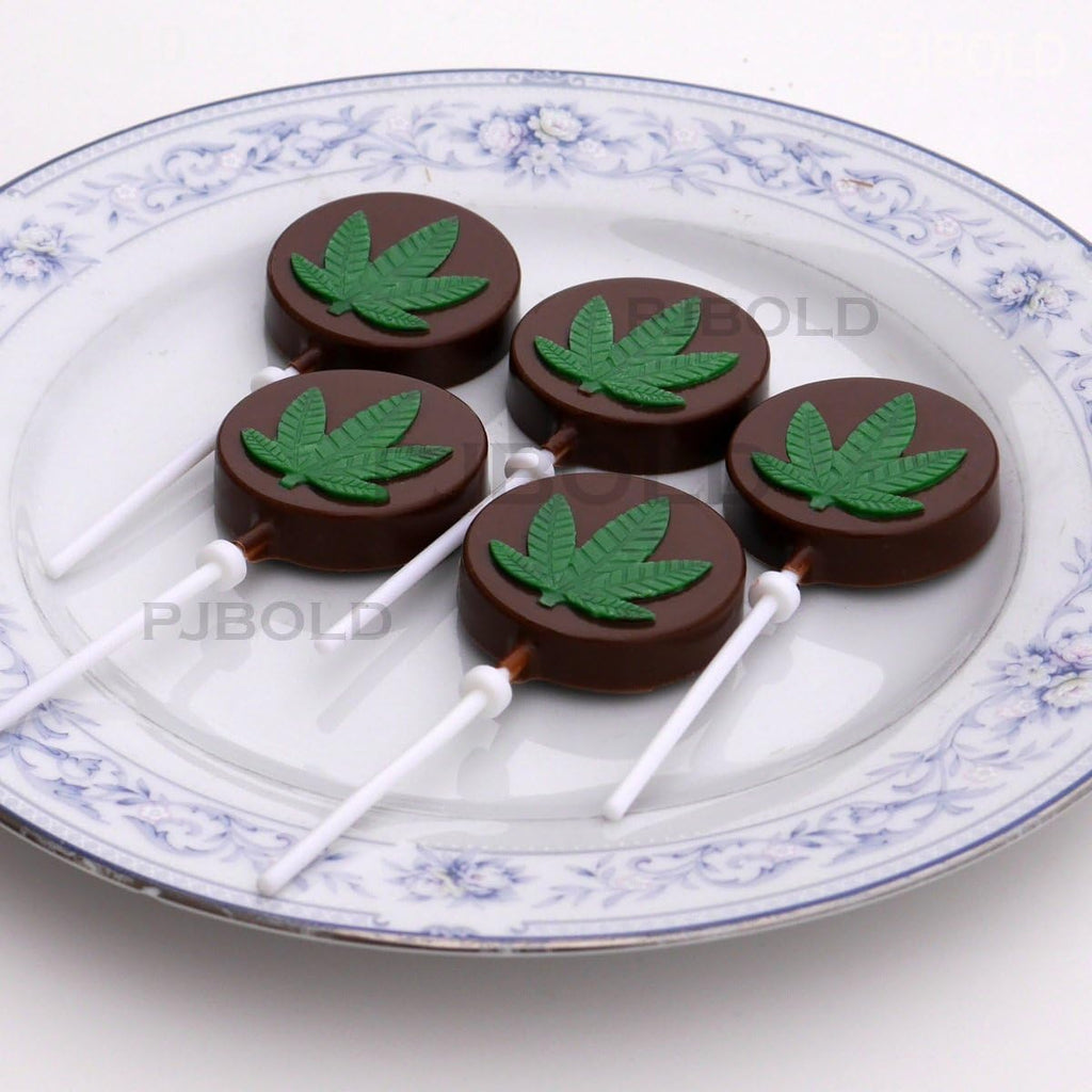 Marijuana Leaf Lollipop Silicone Candy Mold Tray, 2 Pack