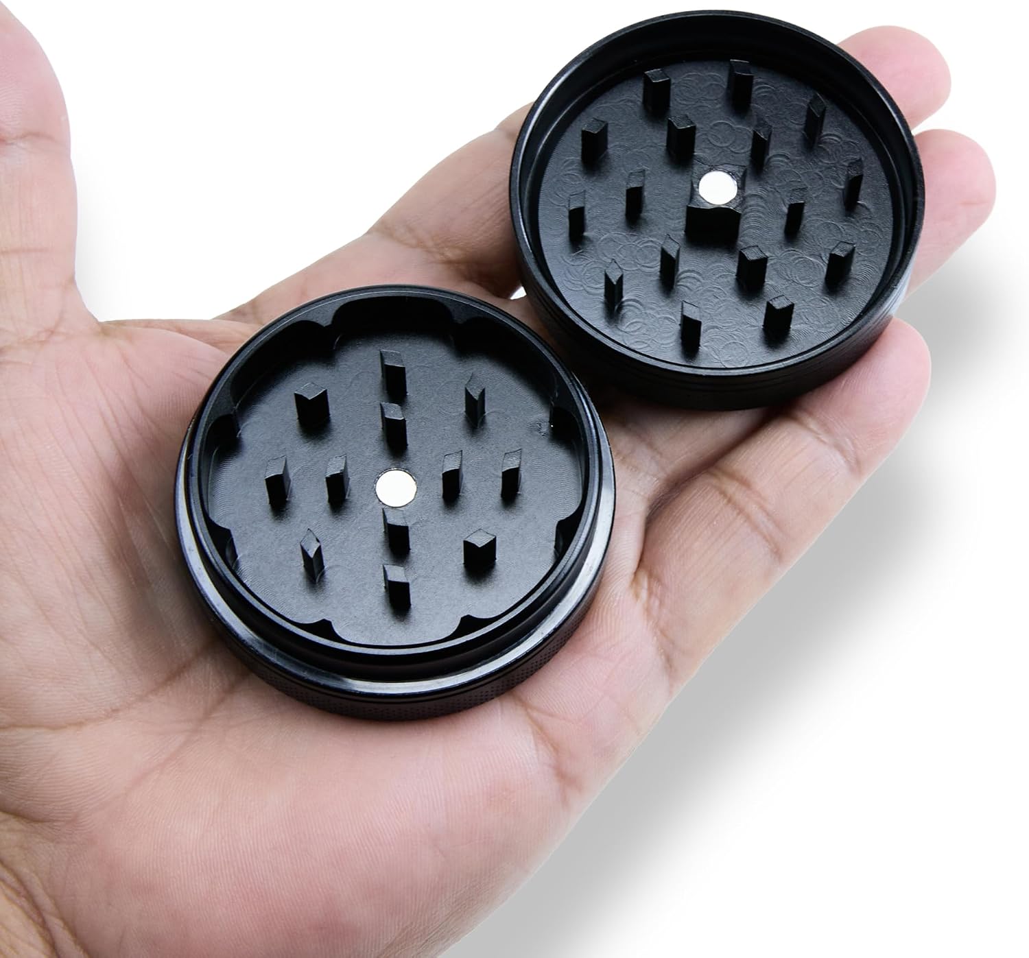 Skunk Herb and Spice Mill Grinder 55mm (2 inches) – 2-Piece Aluminum Kitchen Grinder with Magnetic Lid and Travel Storage Pouch