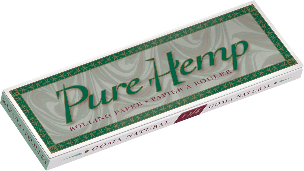 Pure Hemp Classic Medium / 1/4" / 78mm Size Rolling Paper - Pack of 5 Booklets (50 Leaves Per Book!)