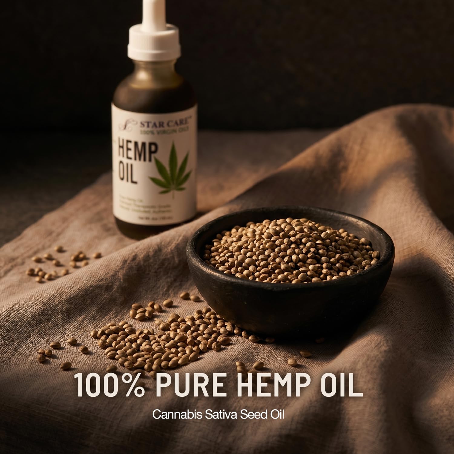 100% Virgin Hemp Oil Pure Cannabis Sativa Seed Oil for Face, Body, Hair, and Nails – Made in USA, 4oz (120ml)