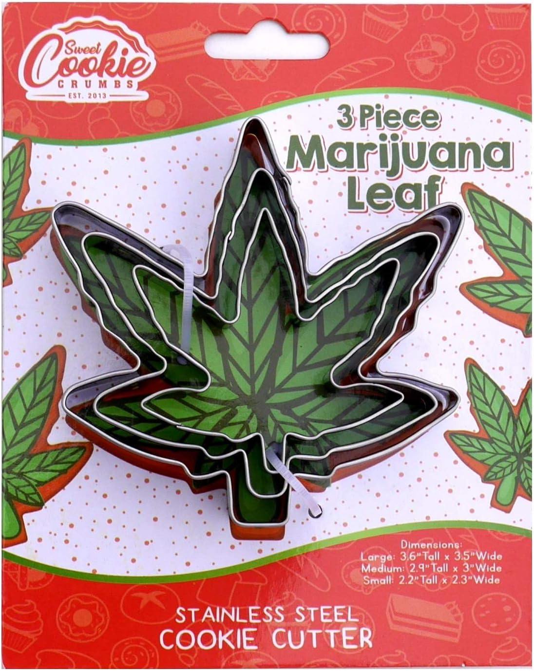 Hemp Marijuana Leaf Cookie Cutter Set – Sharp & Stainless Steel Cooking Utensils – A Fun Fit for Sandwiches, Pancakes, Fruits & Crafts – Dishwasher-Safe 3-Piece Bakery Supplies by Sweet Cookie Crumbs