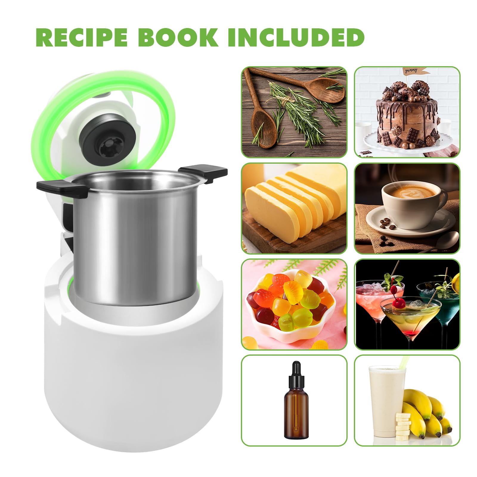 Herbnifique 3-In-1 Decarboxylator & Oil Infuser & Gummy Maker Machine With Mixing Function, Tincture Maker, Herbal Recipe Book Included (Black)