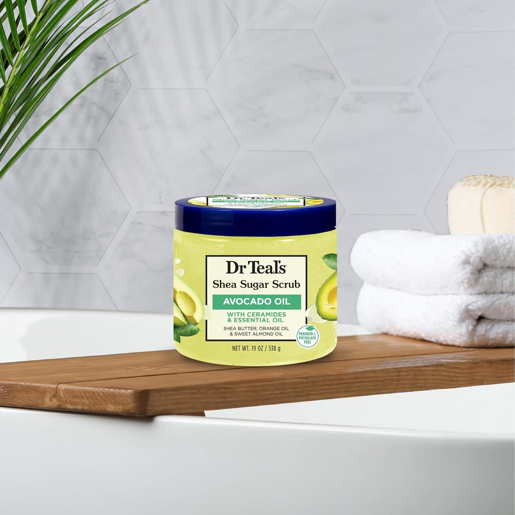 Dr Teal's Shea Sugar Body Scrub, Cannabis Sativa Hemp Seed Oil with Essential Oils, 19 oz (Pack of 3)