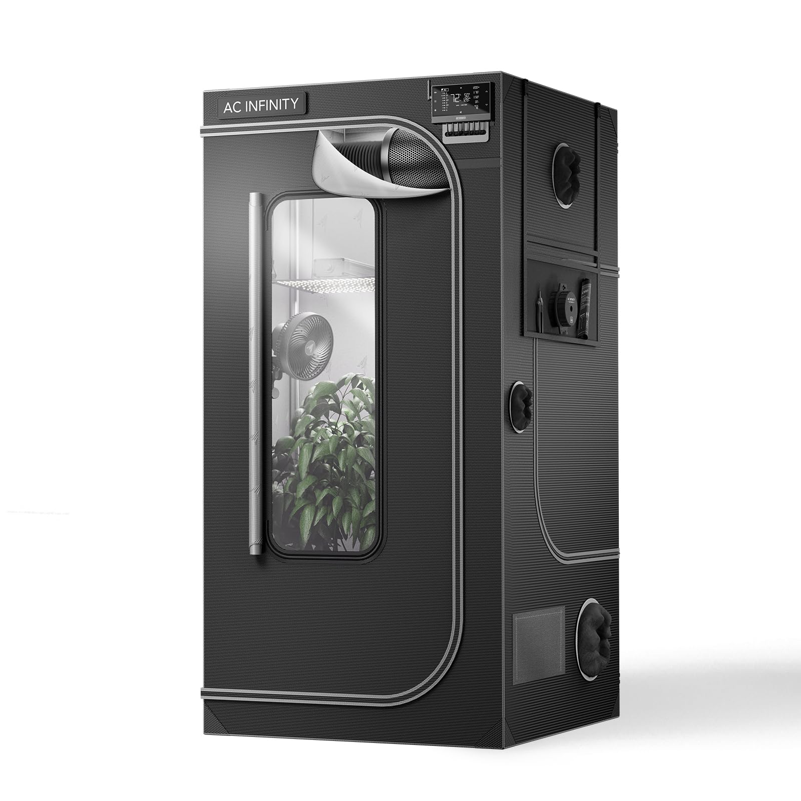 AC Infinity CLOUDLAB 422, Advance Grow Tent 2x2, Thickest 1" Poles | 2000D Mylar Canvas, Lab-Tested Highest Reflectivity, Largest Zipper Window, Controller Mount Plate, 24" × 24" × 48" Grow Tent