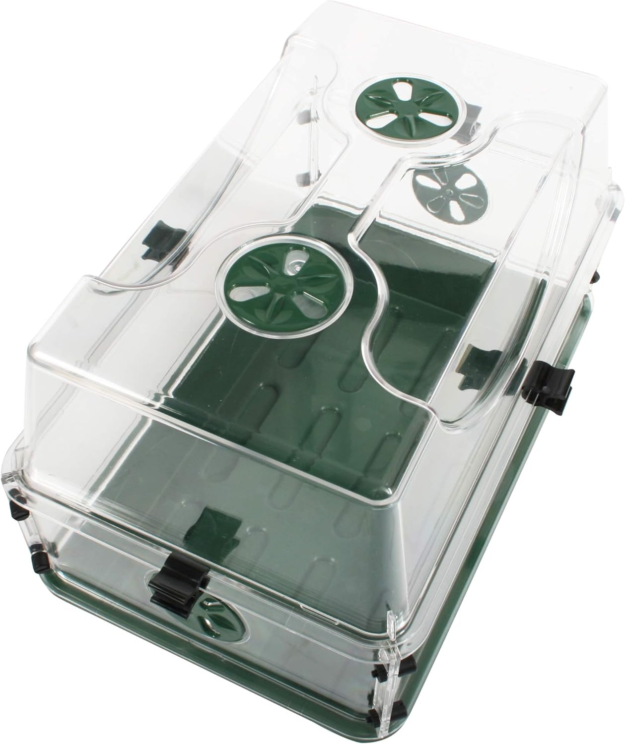 Medium Seed and Herb Domed Propagator with Vented Side Height Extension and Security Clip Set,Green