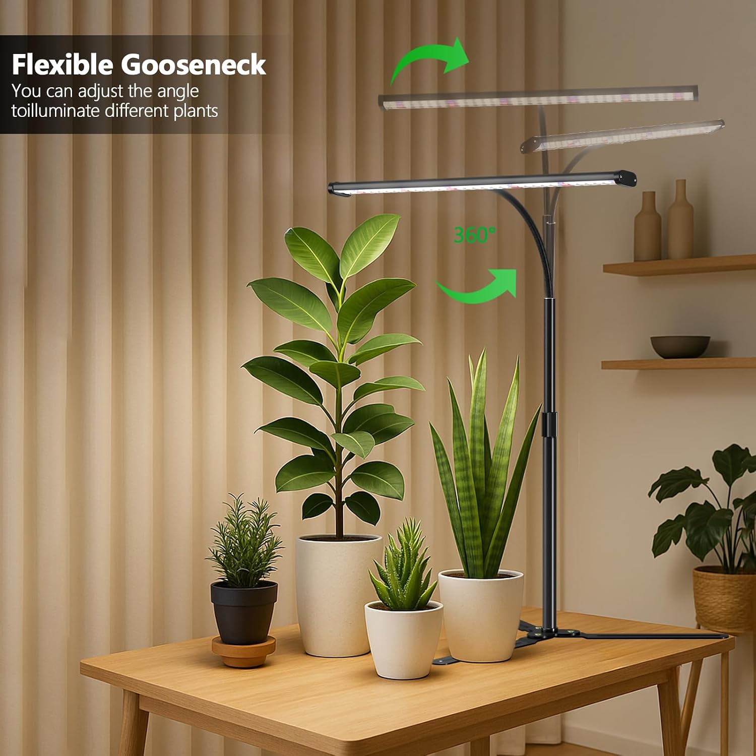 GYTF Super-Bright Plant Grow Light, 6000K 108LEDs Full Spectrum Plant Lamp with Timer 4/8/12Hrs & Height Extendable for Home Office Desktop Indoor Plants, 12V 3A High Power Output for Faster Growth