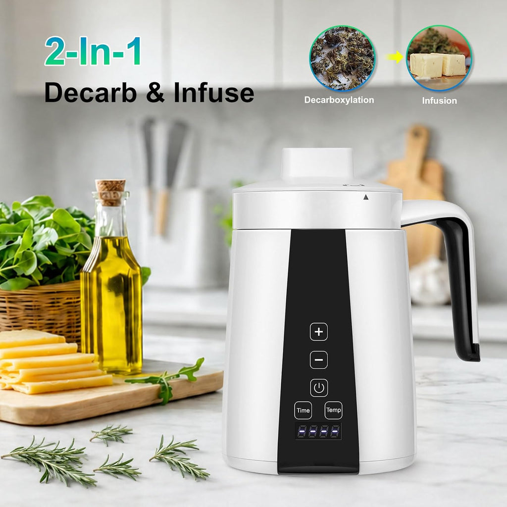 Herbal Decarboxylator Oil Infuser Machine Butter Infusion Maker | Portable 2 in 1 Herb Botanical Extractor, Tincture Maker Simple Operation, Adjustable Modes, for Homemade Flavored Edibles