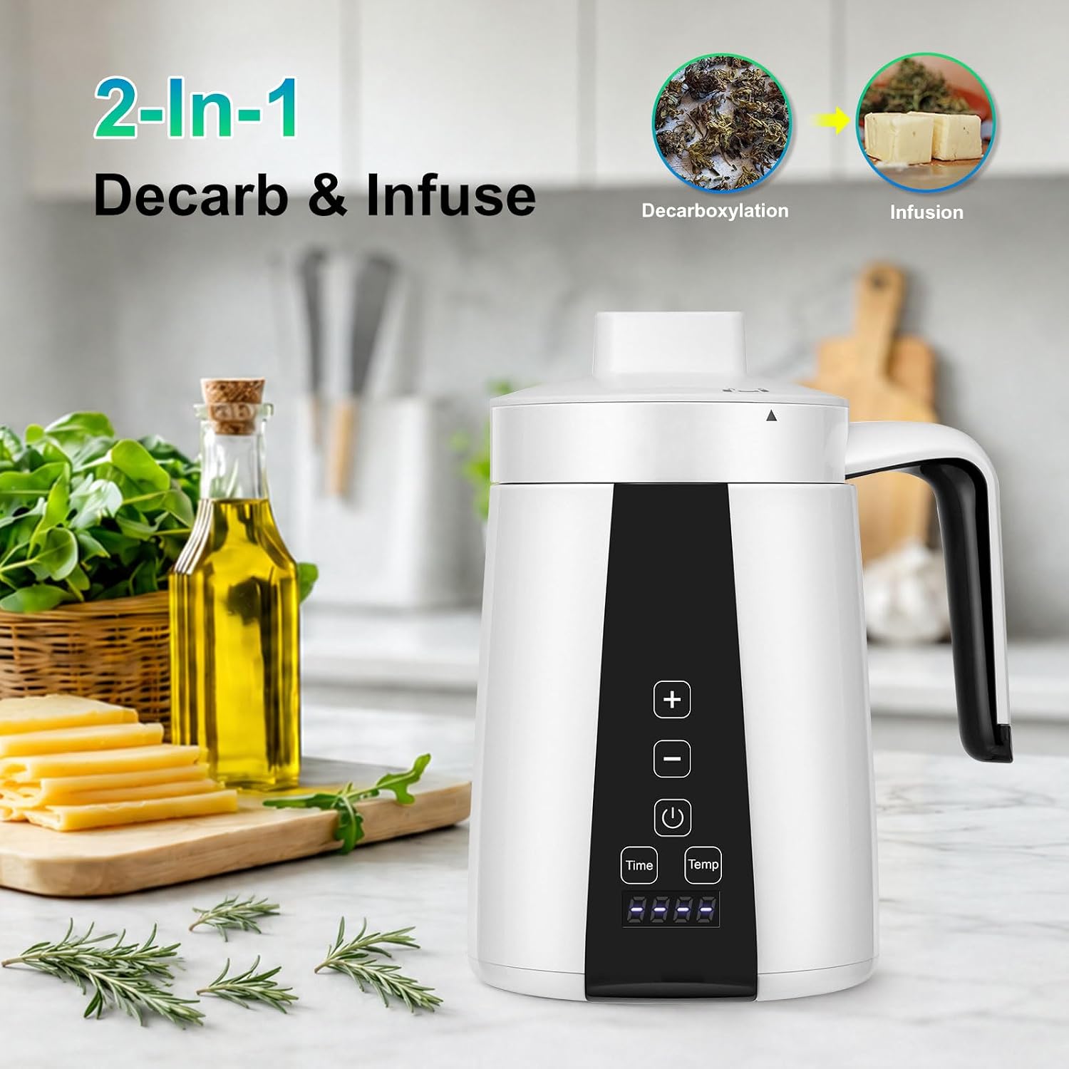 Herbal Decarboxylator Oil Infuser Machine Butter Infusion Maker | Portable 2 in 1 Herb Botanical Extractor, Tincture Maker Simple Operation, Adjustable Modes, for Homemade Flavored Edibles