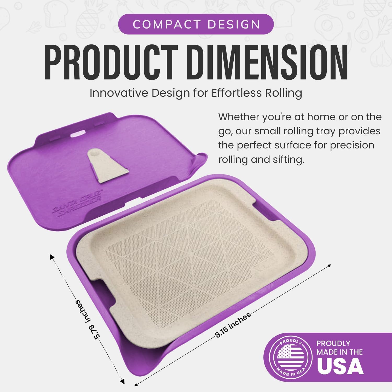 Santa Cruz Shredder Tray Kit With Spout For Easy Filling Smooth Rounded Edges - Small (Purple)