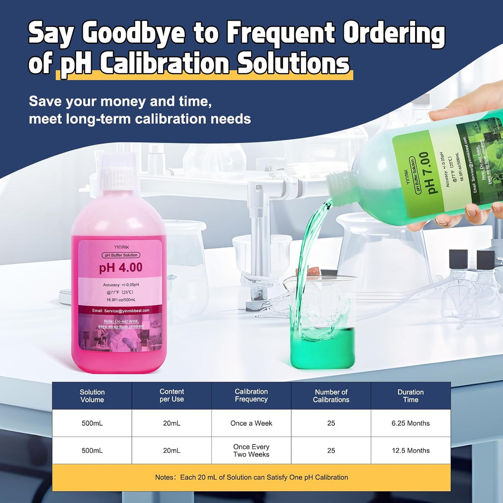 pH EC Meter for Hydroponics with 16.9Fl oz 4.00 & 7.00 pH Caibration Solution Kits
