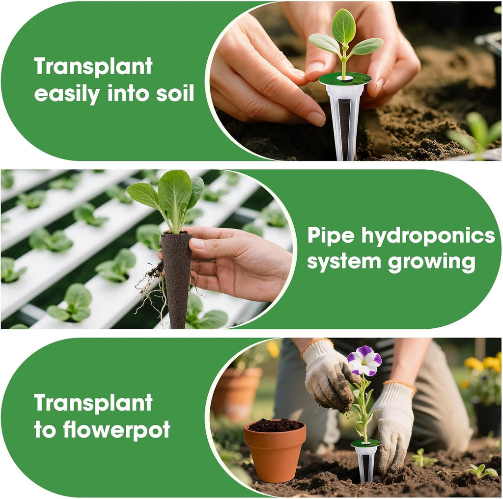 129 Pcs Hydroponic Pods Kit with A&B Plant Food, 50 Grow Sponges, 50 Plant Labels, 12 Grow Baskets, 12 Grow Domes and 1 Tweezers - Indoor Hydroponics Supplies