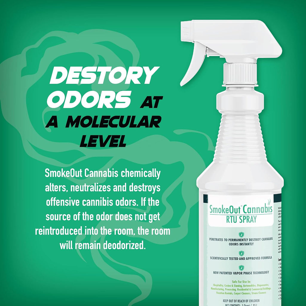 SmokeOut - Commercial Strength Cannabis Odor Eliminator - Neutralizer, Deodorizer, Odor Remover (32 ounce)
