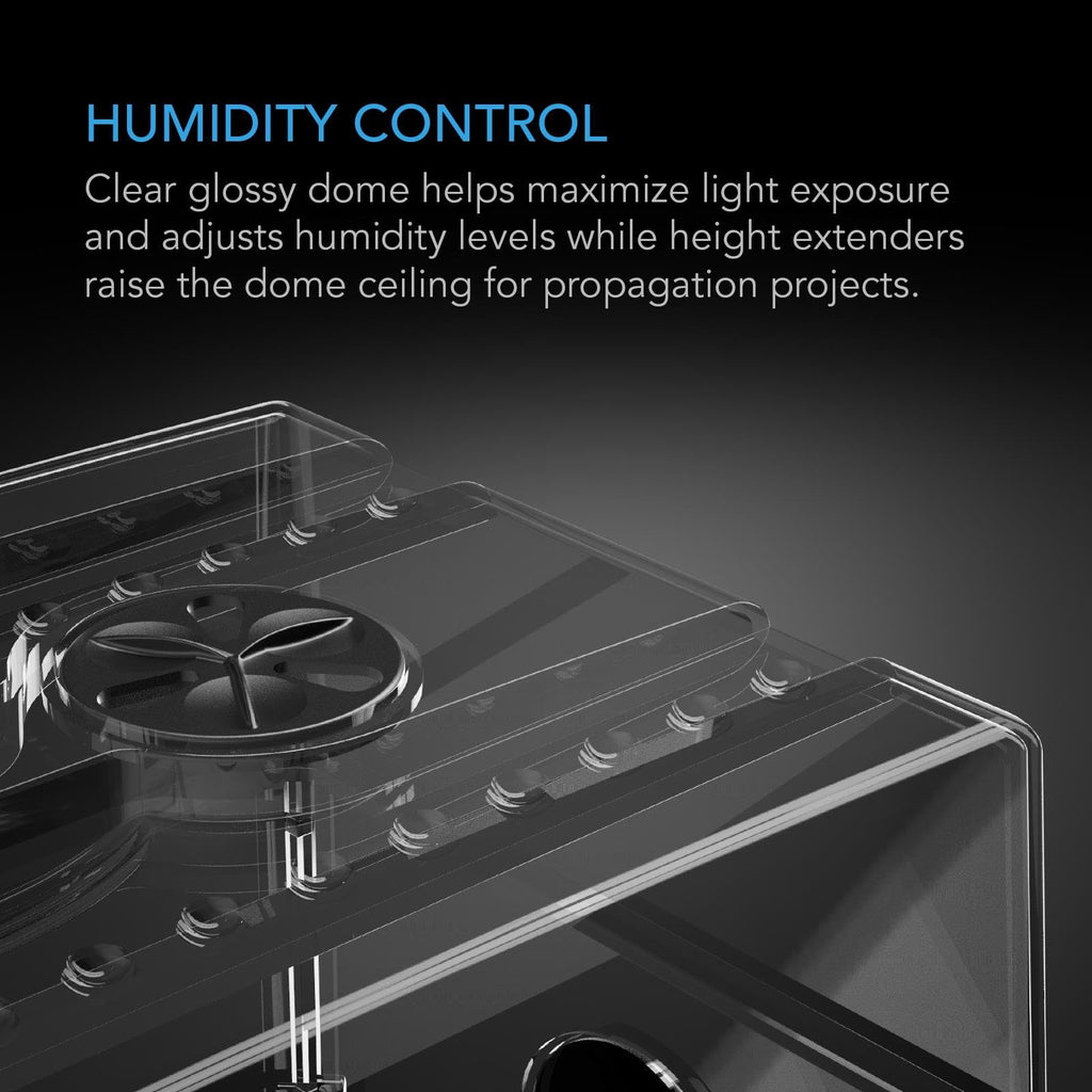 AC Infinity Heavy-Duty Humidity Dome 5x8 Germination Kit | Full Spectrum LED Grow Light Bars w/Samsung LM301H EVO LEDs, Heat Mat, 3mm Dome, Trays, Vented Panels, for Seed Starting