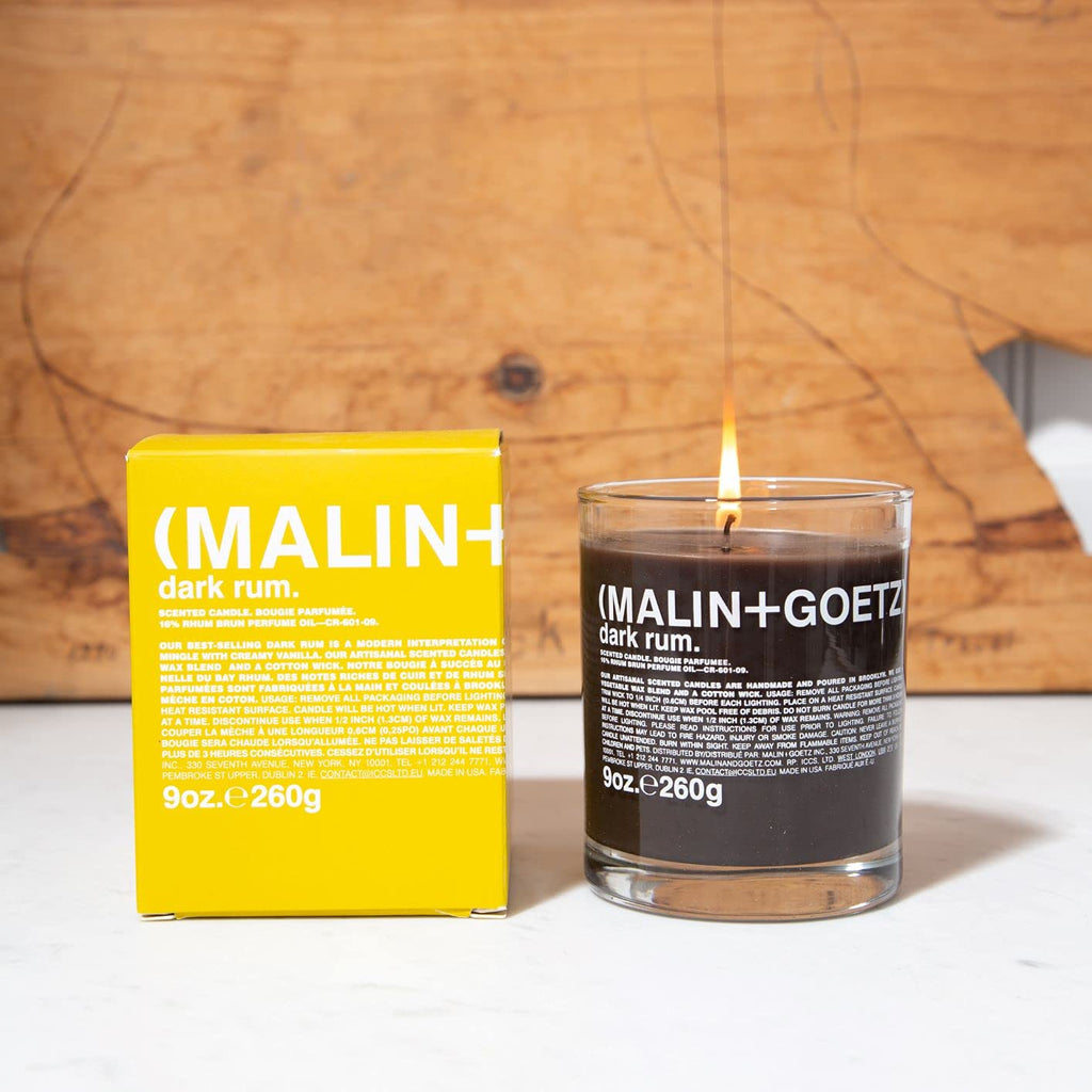 MALIN+GOETZ 9oz Scented Candle | Hand-Poured Soy Wax with Unique Fragrance Blends | Clean-Burning, Vegan & Cruelty-Free | Bergamot, Sage, Otto, Tomato, Strawberry, Cannabis, Dark Rum & Leather