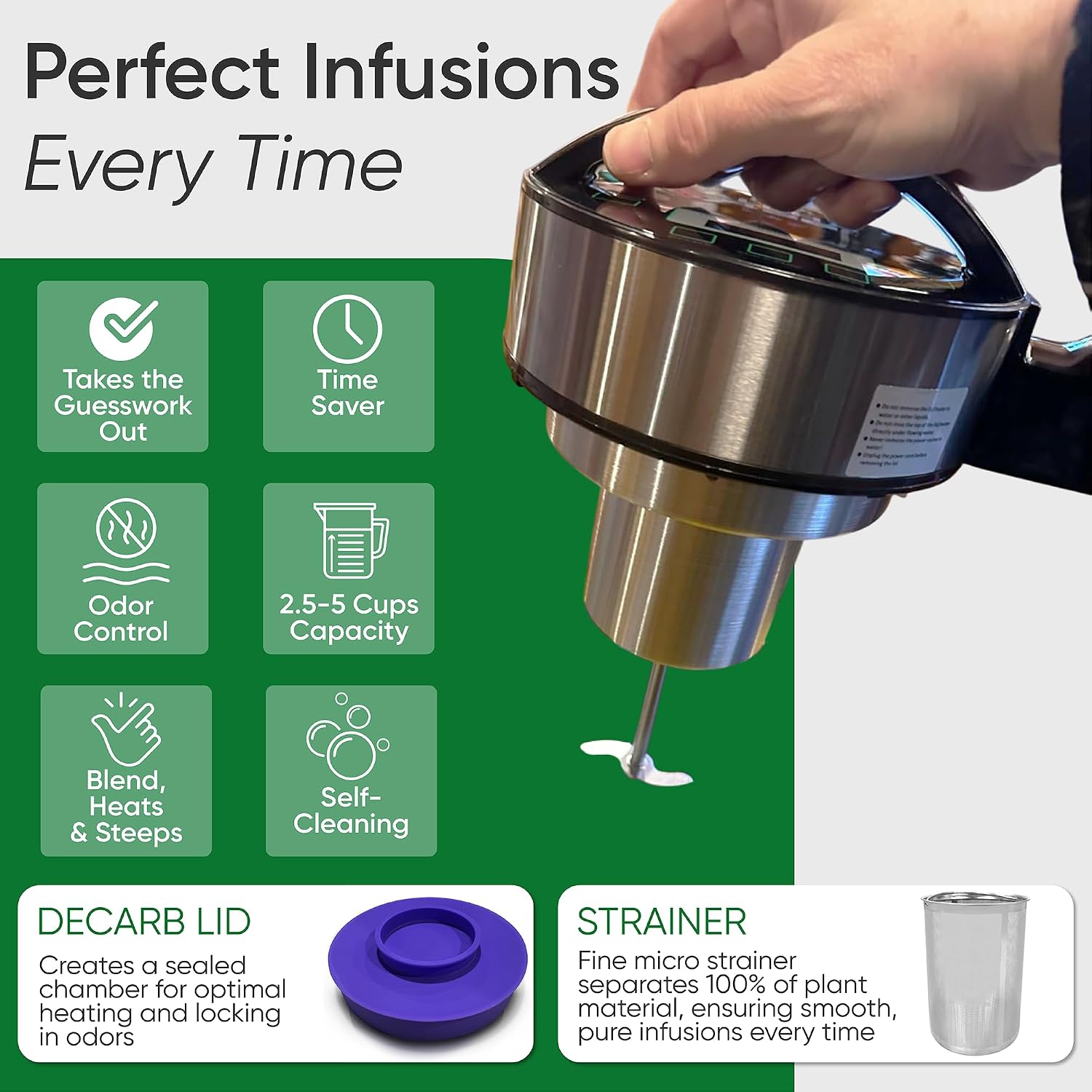2 in 1 Decarboxylator Infuser Machine, Butter Maker, Oil Infuser EdiWhip | Easy Butter Decarboxylation & infusions Maker, Herb Extractor, Includes Recipe eBook
