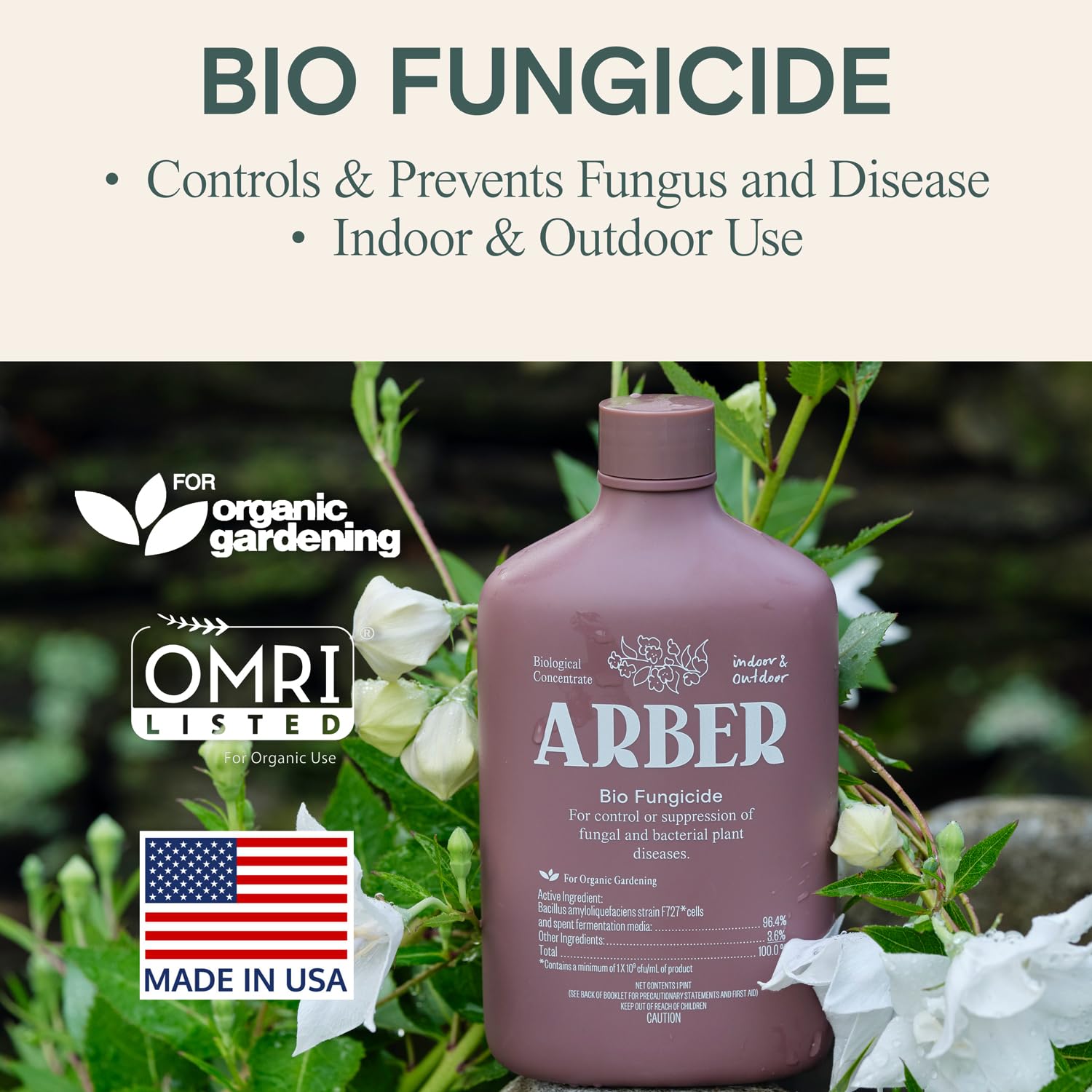 Organic Insecticide & Fungicide for Plants - Indoor/Outdoor, 16oz | Indoor and outdoor protection controls powdery mildew, spider mites, aphids, whiteflies, and fungus gnats