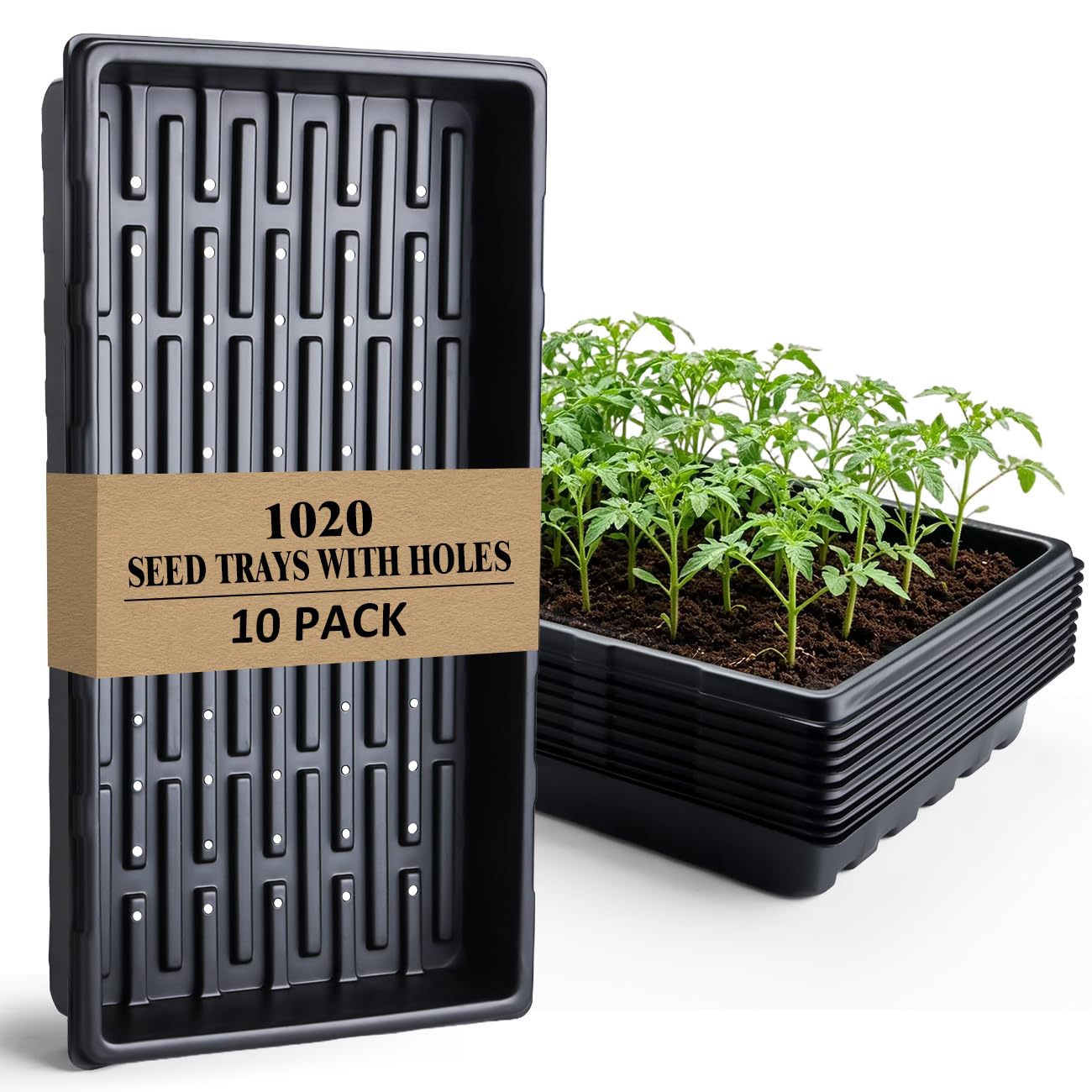 BTPLASTIK 10 Pack 7.3" High Humidity Domes for 1020 Seed Trays – Thicker Platic Clear Humidity Dome with Adjustable Vents, BPA-Free, Fits Standard 10"x20" Trays for Germination, Propagation, Cloning