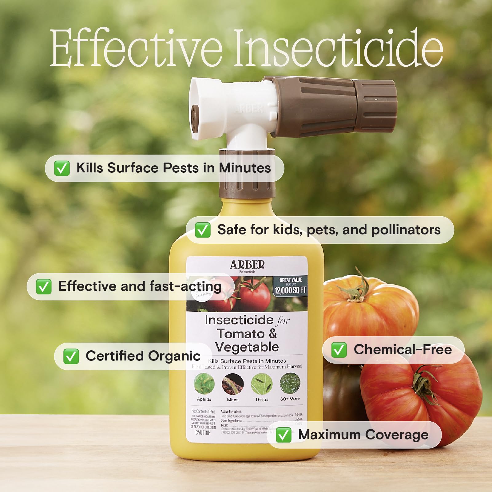 Organic Insecticide & Fungicide for Plants - Indoor/Outdoor, 16oz | Indoor and outdoor protection controls powdery mildew, spider mites, aphids, whiteflies, and fungus gnats