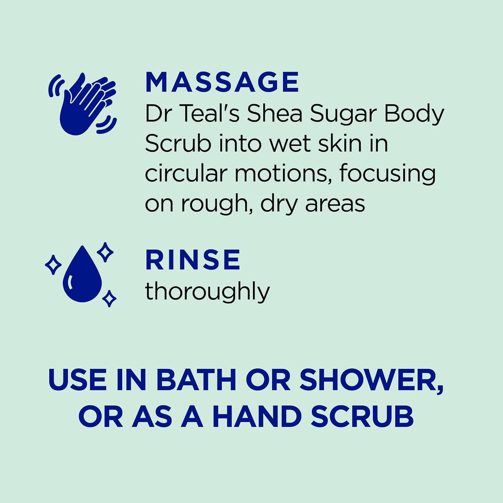Dr Teal's Shea Sugar Body Scrub, Cannabis Sativa Hemp Seed Oil with Essential Oils, 19 oz (Pack of 3)