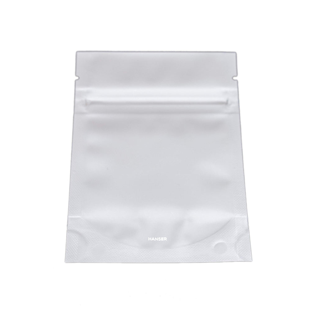 HANSER | Smell Proof Odorless Mylar Resealable Foil Pouch Bags with clear Window | Stand up bottom | Airtight | matte black | 100 Pieces | 4x6 inches