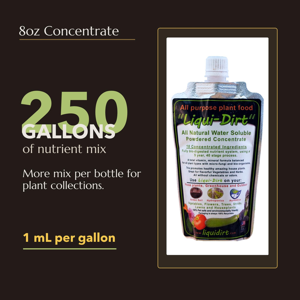 LiquiDirt Organic All-Purpose Plant Food - 100% Bio-Digested Liquid Fertilizer for Indoor Houseplants, Succulents, Herbs & Garden - Won't Burn Roots - Makes 250+ Gallons