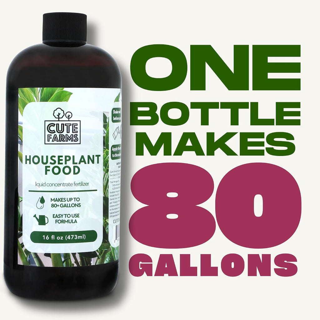 Houseplant Food 16oz Concentrated Fertilizer for Pothos, Monstera and More - All Purpose Indoor Plant Food - Makes up to 80+ Gallons - Cute Farms