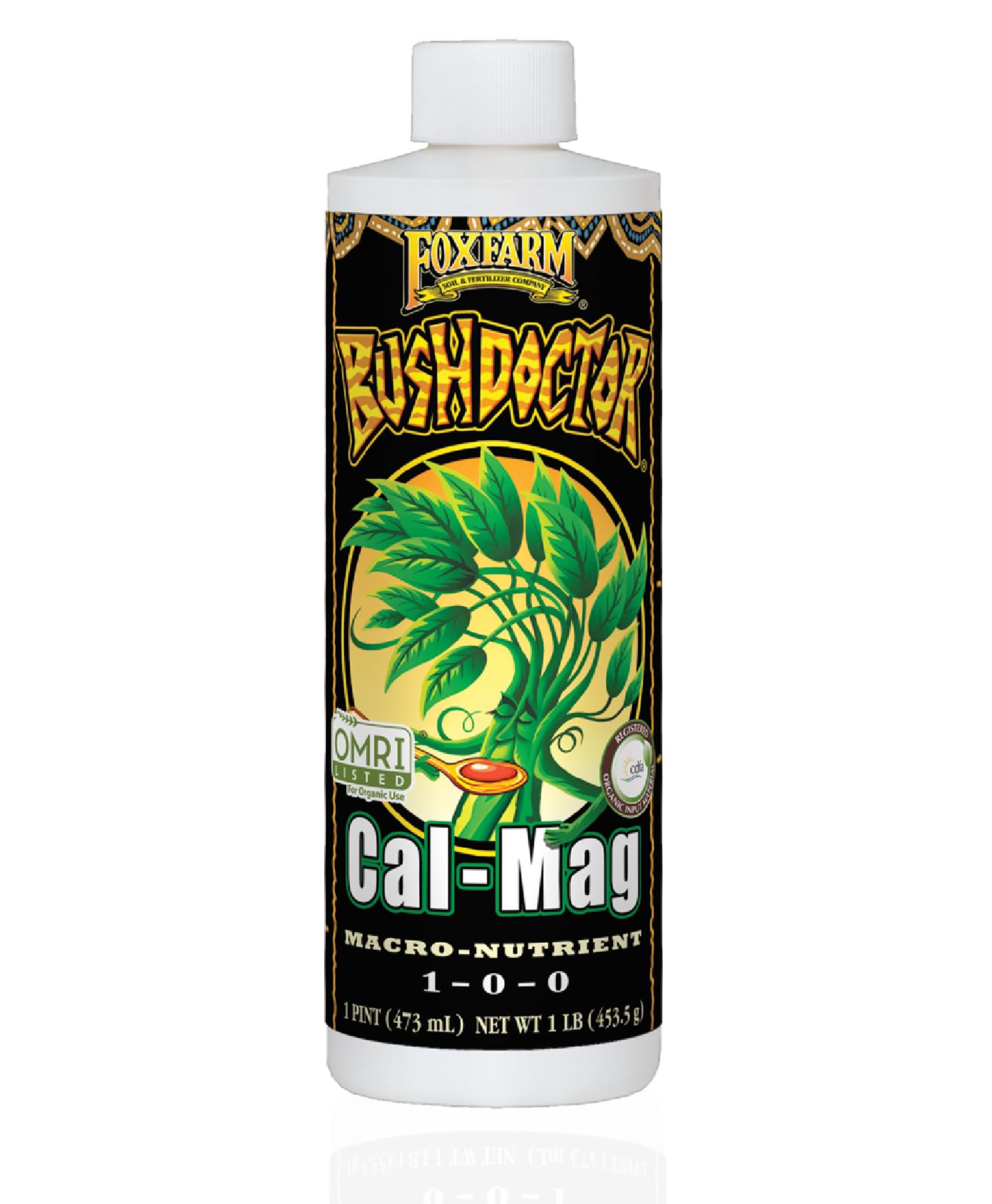 FoxFarm Bush Doctor Cal Mag for Plants - OMRI Listed for Organic Gardening - 1-0-0, 3% Calcium, 0.9% Magnesium - 1-Quart