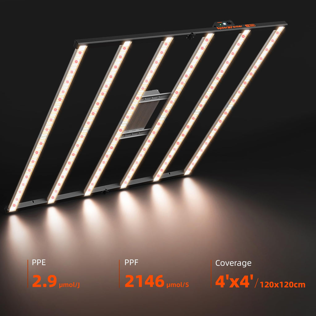 Spider Farmer SE4500 LED Grow Lights 320W, App Controlled & Osram Red | Dimmable Full Spectrum Bar Style Lamp with Osram Hyper Red, Fits 2x4 Grow Tent for Seedling Veg Flowering Indoor Plants
