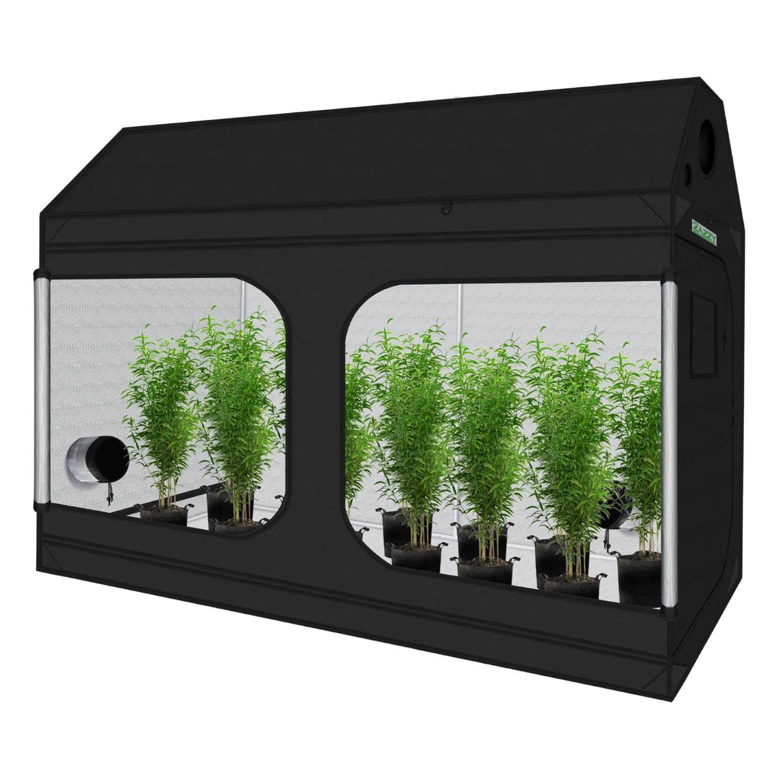 zazzy 3'X3' Grow Tent 32"x32"x63", High Reflective Mylar Growing Tent | Observation Window, Removable Floor Tray and Tool Bag for Planting Indoor Fruit Flower Veg