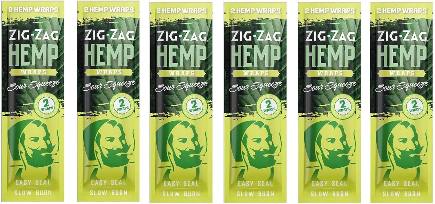 ZIG-ZAG Hemp Wraps Rolling Papers, Mellow Haze 6 pack | 2 sheets per pack, Slow Burn, Plant Based