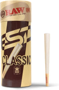 RAW Cones Classic King Size - 50 Pack - Slow Burning Pre Rolled Cones made of Paper with Tips & Packing Tubes Included